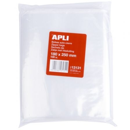 Apli Bolsas Autocierre Transparentes 180x250mm Pack 100 Ud